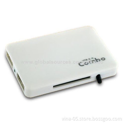Combo Card Reader with 3 Ports USB Hub, Various Colors Available